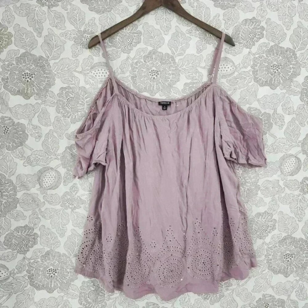 NWOT Torrid Cold Shoulder Short sleeve Cut out Blouse Lavender Size 3x 9550